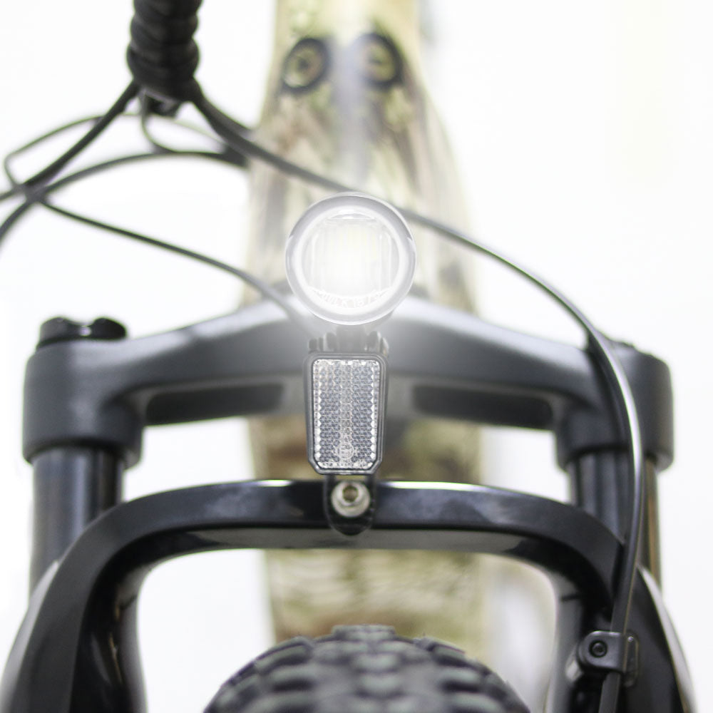 Integrated LED Headlight Light the path with the front light powered by the bike's battery. It can be turned on/off on the handlebar control pad.The headlight is bright enough to make night driving much safer and more enjoyable.